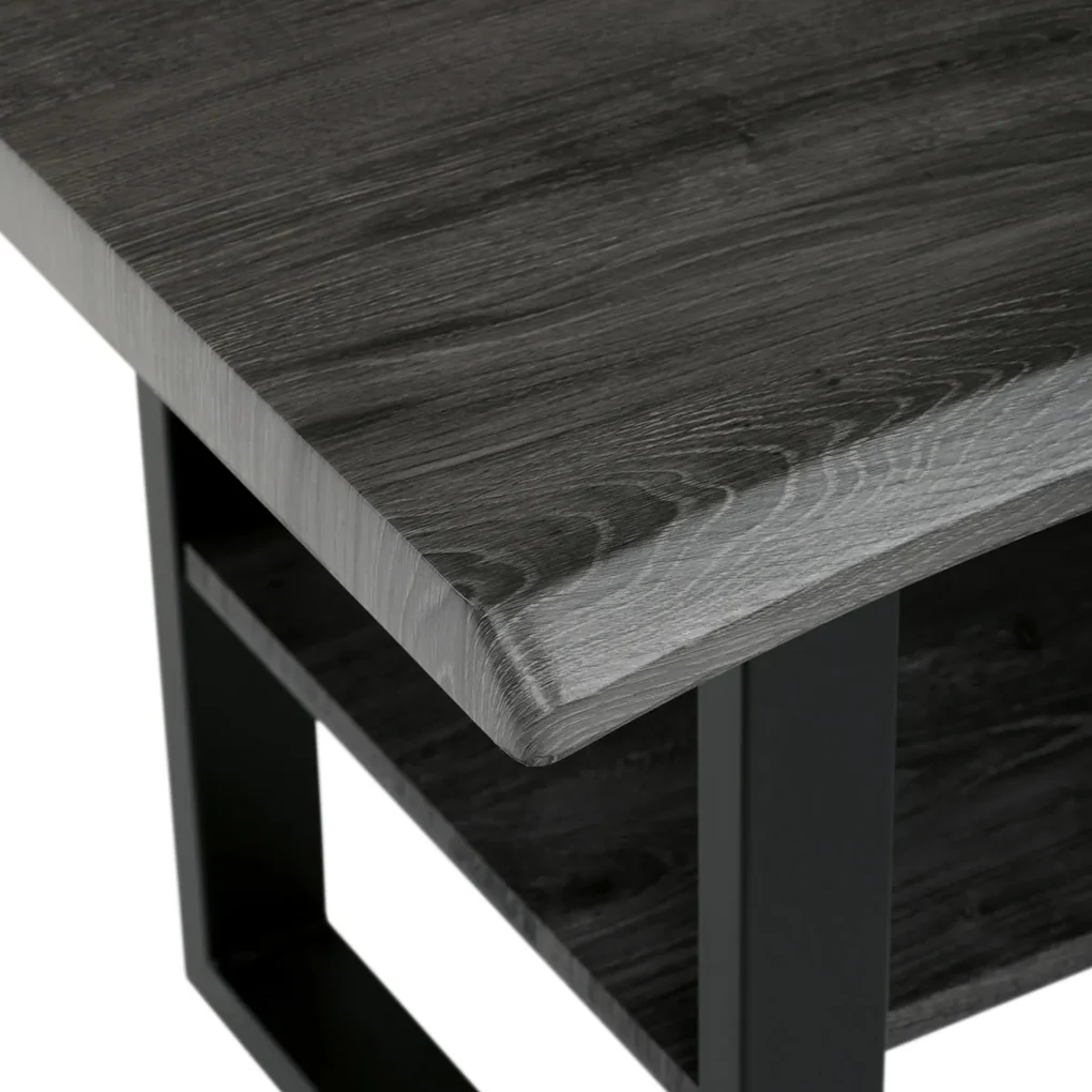 Autronic - Stůl konferenční, 120x60x55 cm, MDF deska, dekor šedý dub, kov, police, černý lak - CT-F4212 GREY AKCE NOVINKA