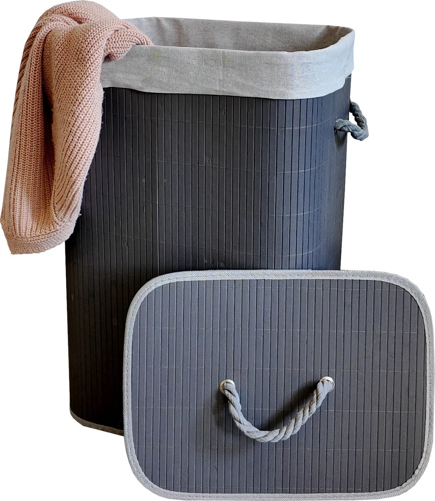 TRENDIE Bambusový kôš na prádlo 72l šedý + DARČEK