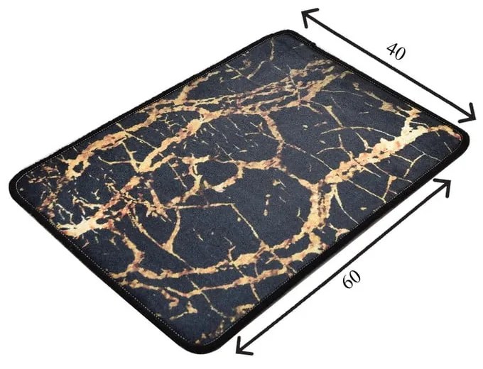 Čierna/v zlatej farbe kúpeľňová predložka 60x40 cm Goldes - Foutastic