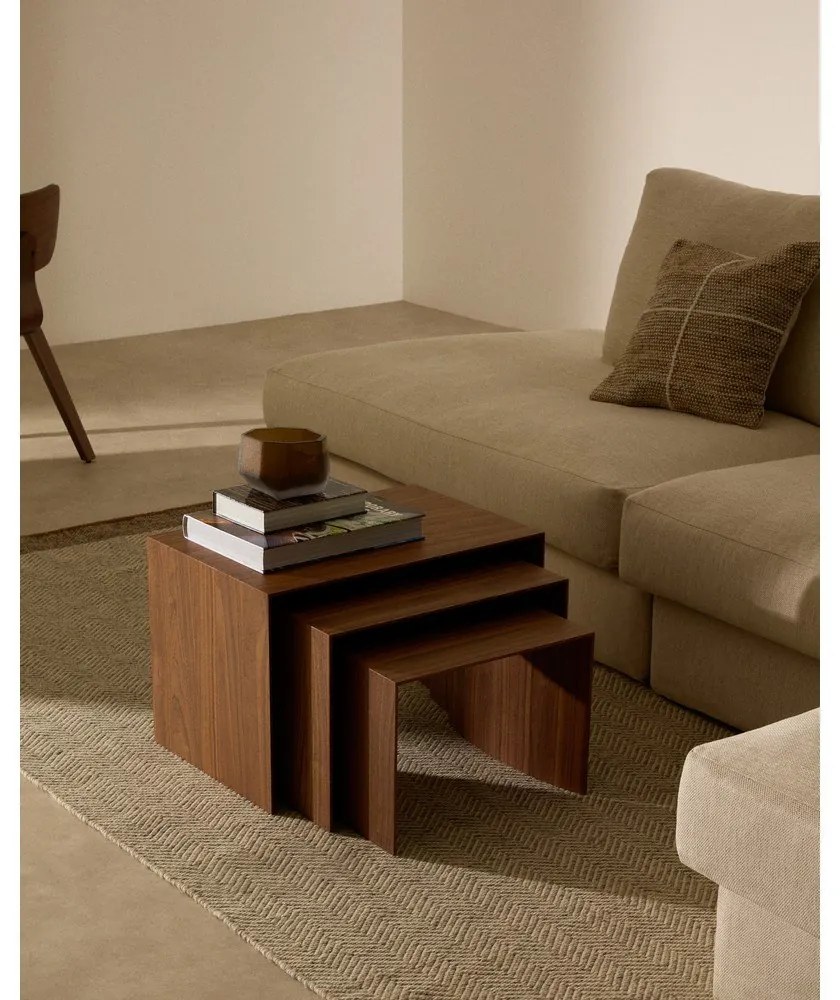 Odkladacie stolíky v súprave 3 ks v dekore orecha 40x60 cm Litto – Kave Home