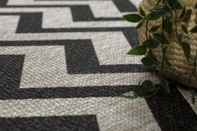 Koberec Šnúrkový SIZAL FLOORLUX 20340 strieb./čierny Cik Cak
