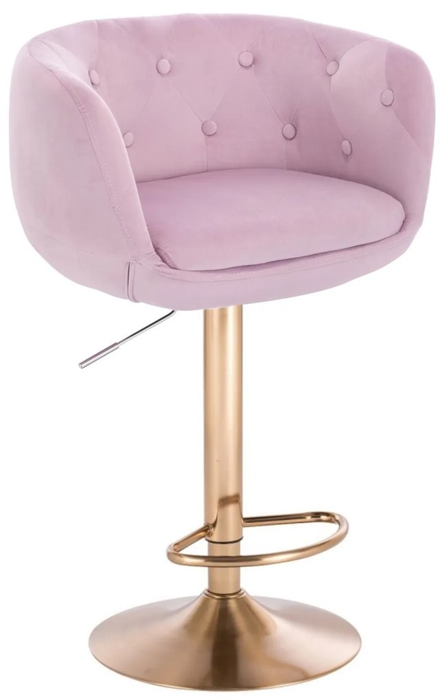 LuxuryForm DESIGN Barová stolička MONTANA VELUR na zlatom tanieri - levanduľa
