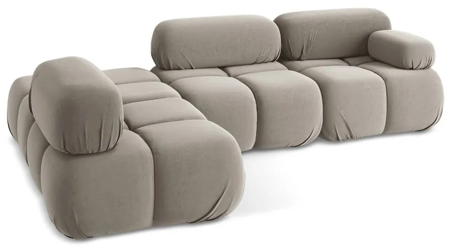 Béžová zamatová modulárna rohová pohovka (ľavý roh) Lokua – Makamii