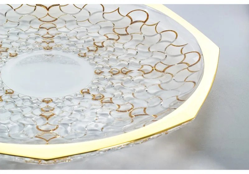 KRIŠTÁĽOVÝ PODNOS BOHEMIA PRESTIGE ARABESQUE GOLD 300MM