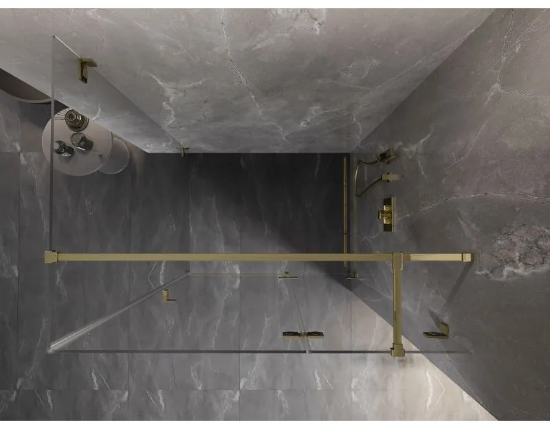 Mexen Lunar T, sklopný sprchový kút pravý 135 x 100 cm, 8mm číre sklo, zlatý profil, 834T-135-100-50-00-P