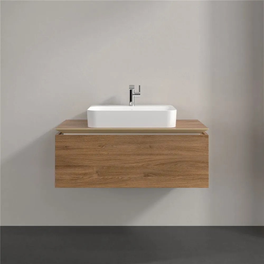 VILLEROY &amp; BOCH Legato závesná skrinka pod umývadlo na dosku (umývadlo v strede), 1 zásuvka, 1000 x 500 x 380 mm, Oak Kansas, B75500RH