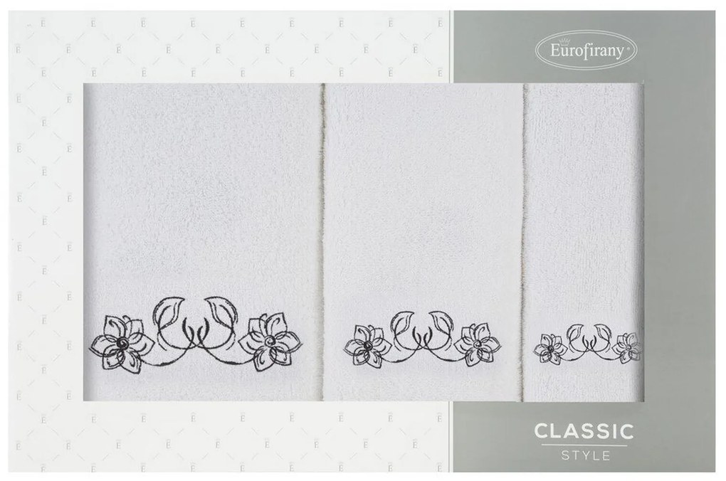 FROTÉ UTERÁK LILA SADA 1KS 30X50 CM, 1KS 50X90 CM, 1KS 70X140 CM BIELA