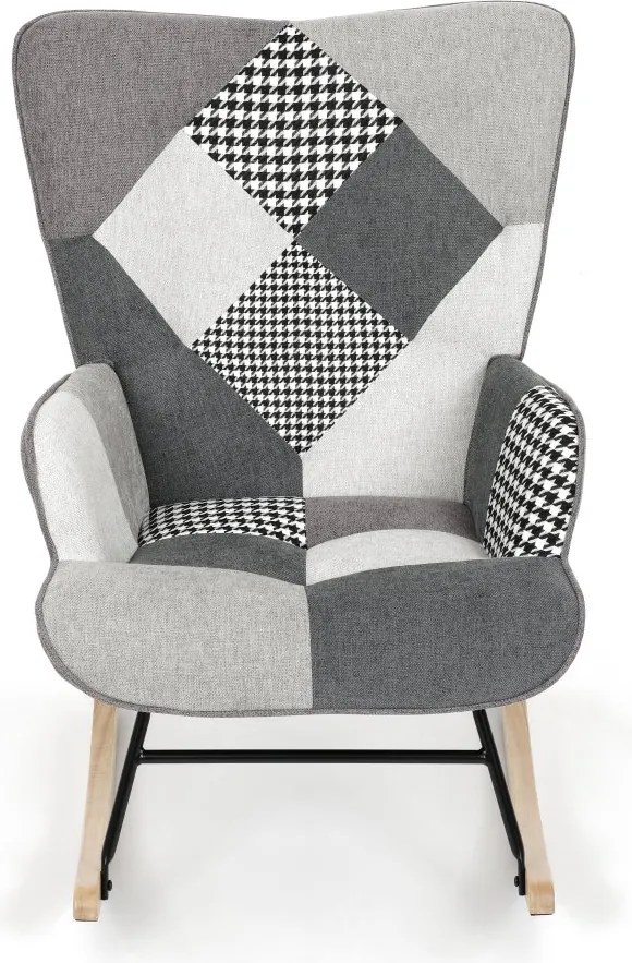 Hojdacie kreslo FABIAN II — látka, čiernobiely patchwork