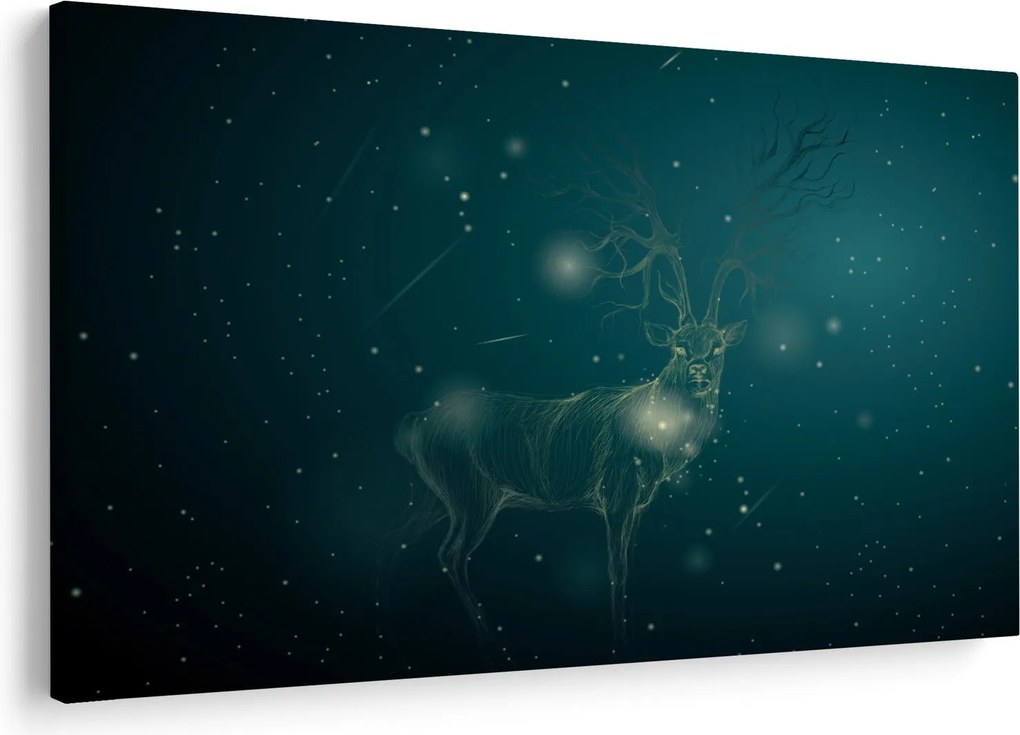 Obraz - Magický jeleň v noci (90x60 cm)