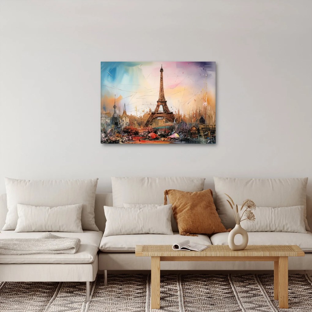 Obraz - Maľba Eiffelovej veže (70x50 cm)