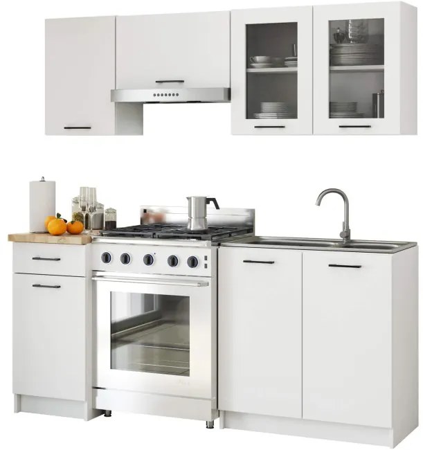 Kuchynská linka OLIWIA 1.8 m s vitrínou biela