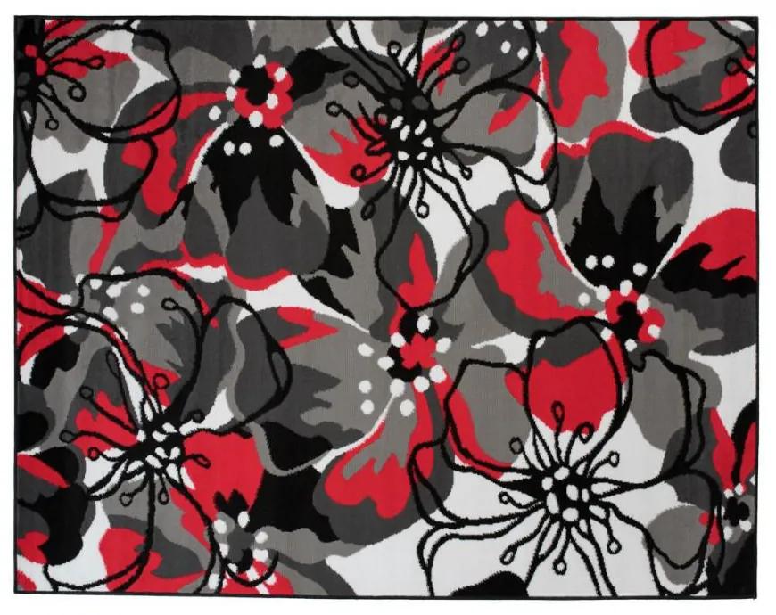 Kusový koberec PP Veľké kvety červený 180x250cm