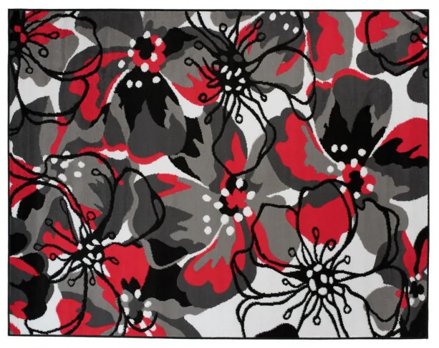 Kusový koberec PP Veľké kvety červený 80x150cm