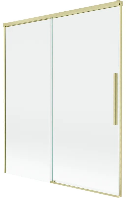 Mexen Rox, 2-krídlová posuvná vaňová zástena 140 x 150 cm, 8mm číre sklo, zlatý matný profil, 8C9-140-001-55-00