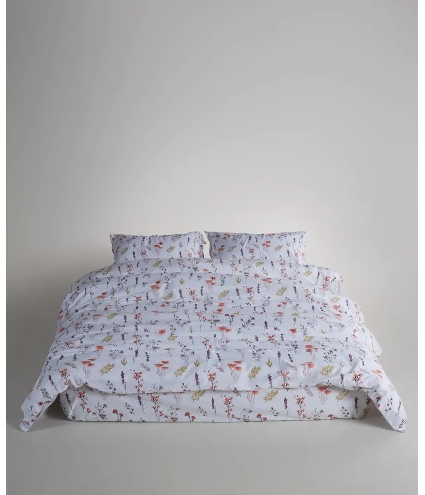 Biele obliečky na dvojlôžko/predĺžené z bavlny Renforcé 240x220 cm Floral Dance Autumn – Mila Home Luxury