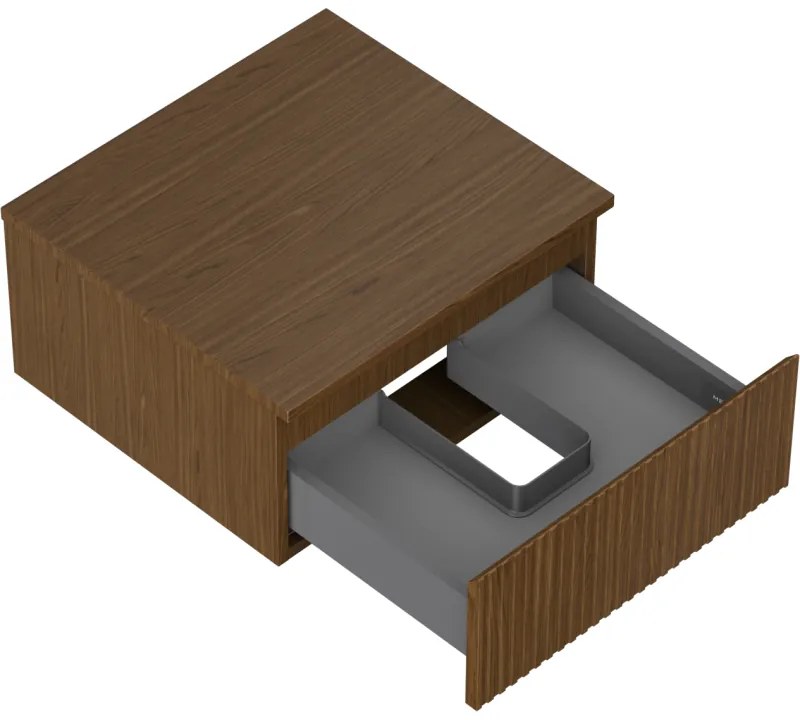 Mexen Rivel, kúpeľňová skrinka 50 cm s hornou časťou, 1 zásuvka, drážkovaná, orech, 91A20-05023-1-BFC86