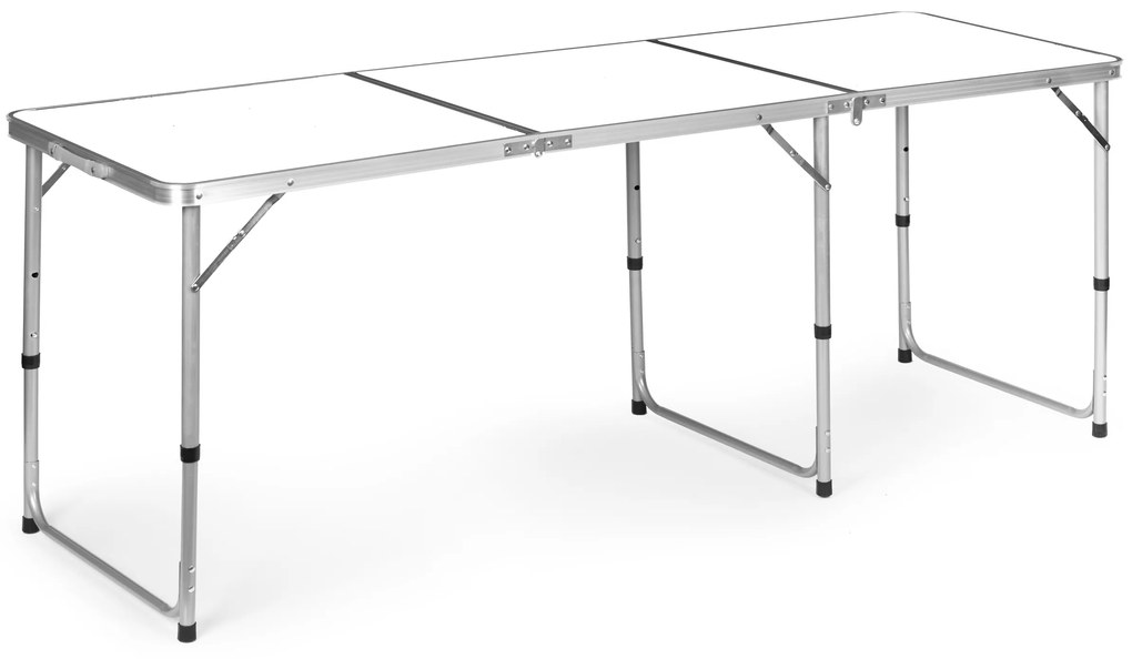 Skladací kempingový stôl s bielou doskou, 180 x 60 cm