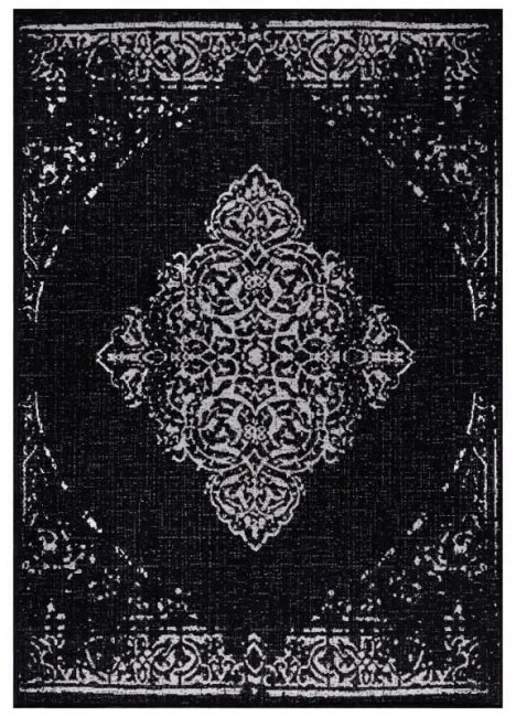 Šnúrkový koberec Sunny ornament čierny