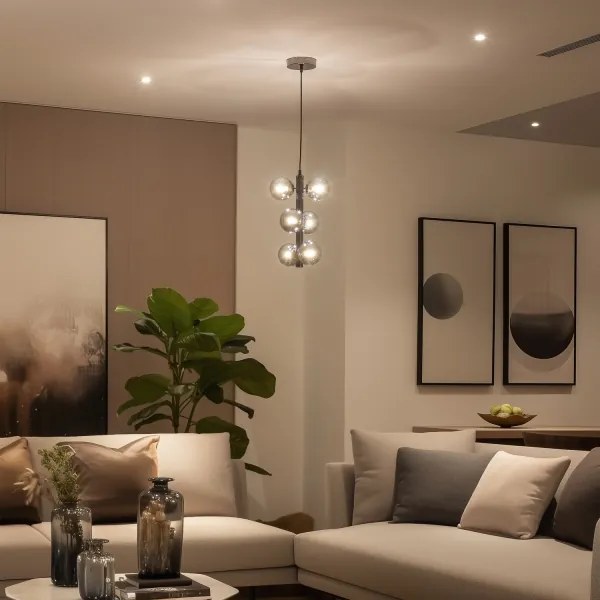 Brilagi - LED luster na lane MILLA 6xG9/3W/230V čierny chróm/dymové sklo