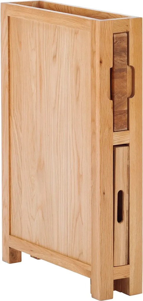 Úzky spodný kuchynský regál z masívu na krájaciu dosku a podnos, rozmery 16×60×86 cm