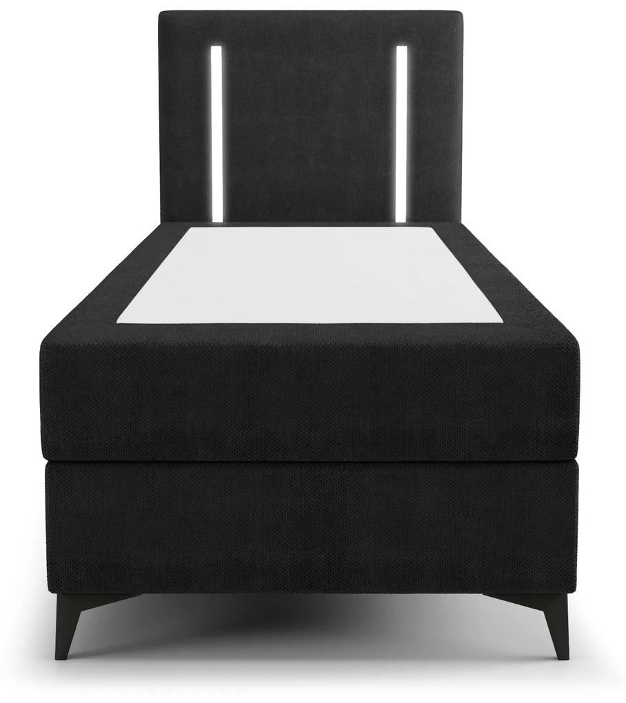 Jednolôžková posteľ 80 cm Ortega Bonell (čierna) (s roštom, s úl. priestorom) (s LED osvetlením). Vlastná spoľahlivá doprava až k Vám domov. 1082579