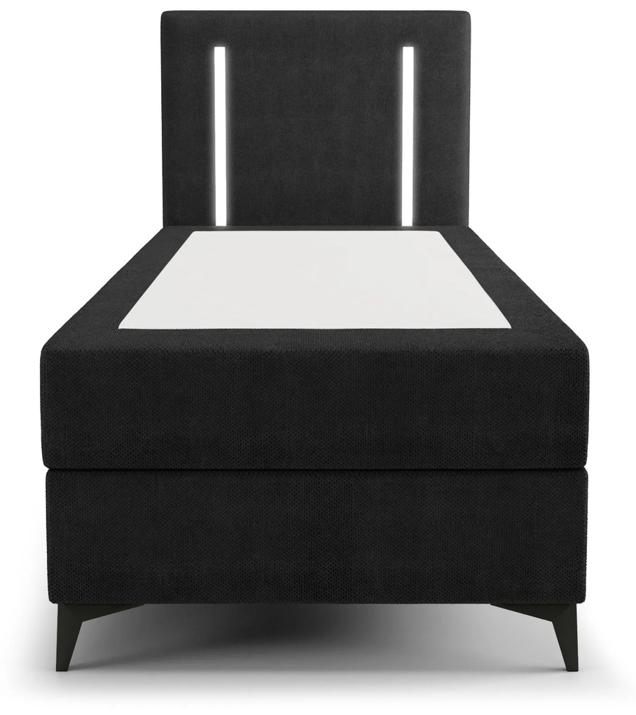 Jednolôžková posteľ 90 cm Ortega Bonell (čierna) (s roštom, s úl. priestorom) (s LED osvetlením). Vlastná spoľahlivá doprava až k Vám domov. 1082601