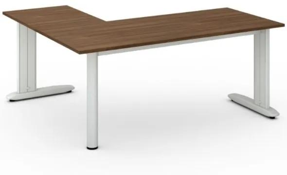 Rohový kancelársky písací stôl PRIMO FLEXIBLE 1800 x 1600 mm, orech