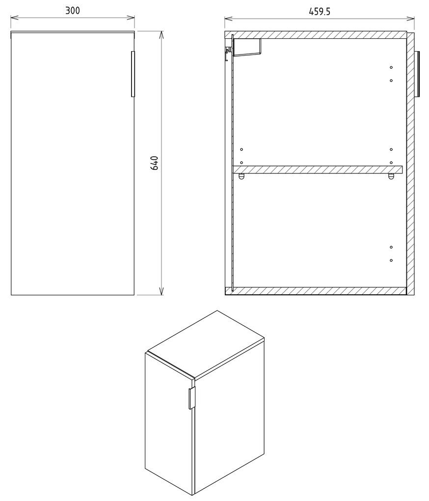 Sapho Sapho, CIRASA skrinka spodná dvierková 30x64x46cm, pravá/ľavá, biela lesk, CR301-3030