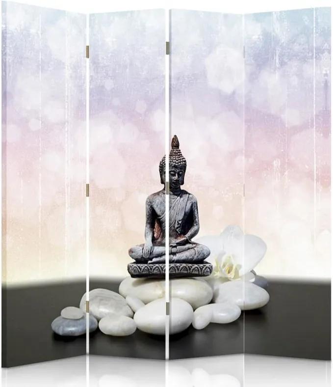 CARO Paraván - Buddha 5 | štvordielny | jednostranný 145x150 cm