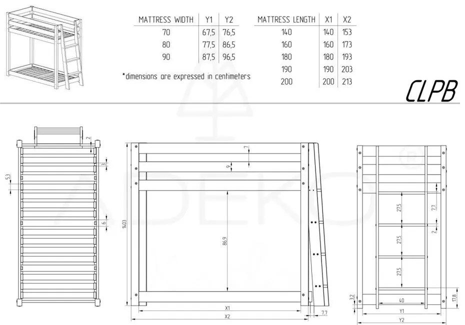 Poschodová detská posteľ s výsuvným lôžkom s úložným priestorom s roštom v prírodnej farbe 80x200 cm CLPB – Adeko