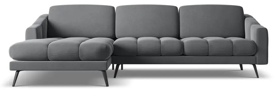 Sivá zamatová rohová pohovka (ľavý roh) Nalu – Makamii