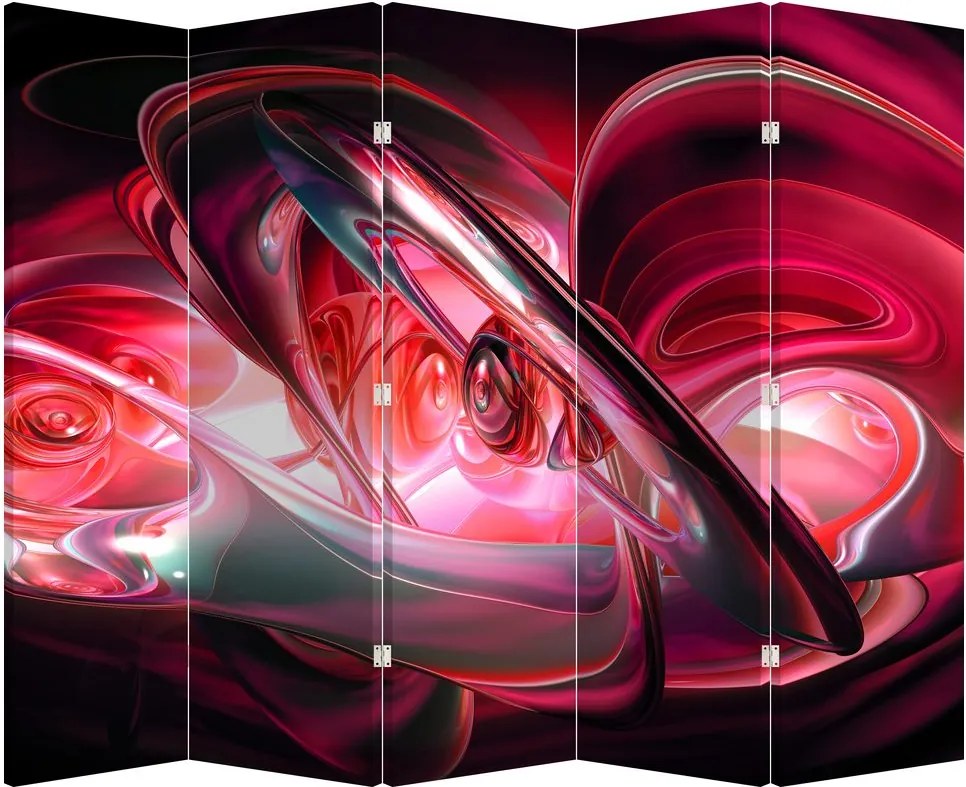 Paraván - Červené fraktály (210x170 cm)