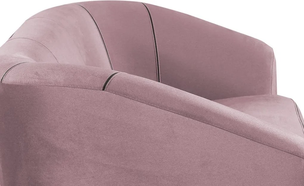 Trojmiestna pohovka Olivio, svetle ružová zamatová látka
