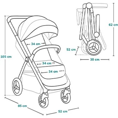 Lionelo - Kočík INGRID zelená/čierna