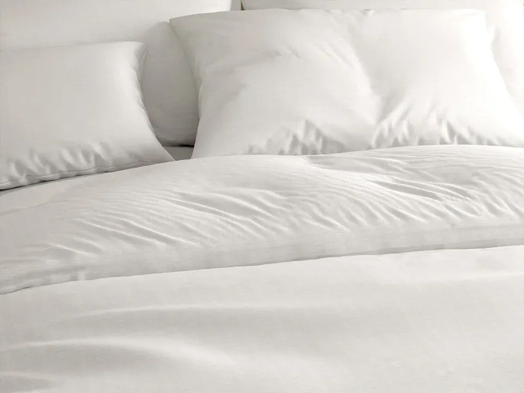 Súprava krepových obliečok DENYX BLEND svetlo krémové, hotelové vrecko + plachta Jersey 90 x 200 cm sivobéžové, jednolôžko