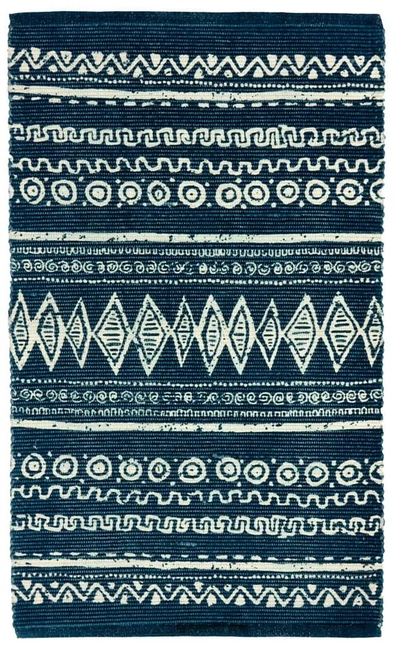 Modro-biely bavlnený koberec Webtappeti Ethnic, 55 x 110 cm