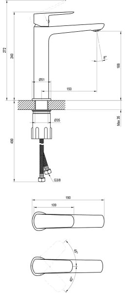 Ravak X070471 - Umývadlová batéria LIFE 24 cm lesklý chróm