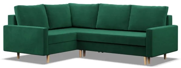 Rohová rozkladacia sedačka BLANK Elegant ľavá, fľaškovo zelená