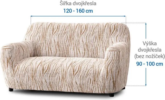 Bielastické poťahy UNIVERSO NOVÉ žíhané béžové dvojkreslo (š. 120 - 160 cm)