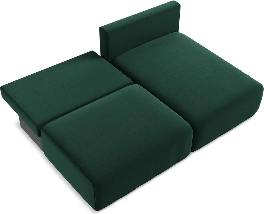 Tmavozelená zamatová rozkladacia/s úložným priestorom rohová pohovka (pravý roh/s leňoškou) Kalena – Makamii