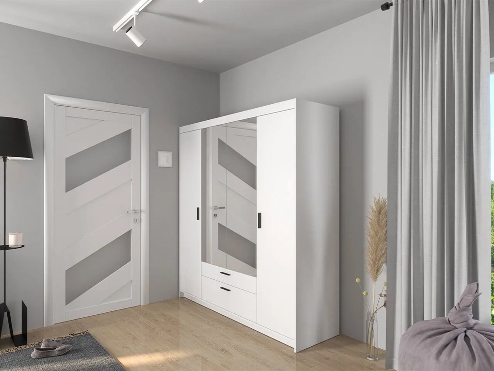 Šatníková skriňa so zrkadlom Melen 4D, Farby: Dub Lefkas