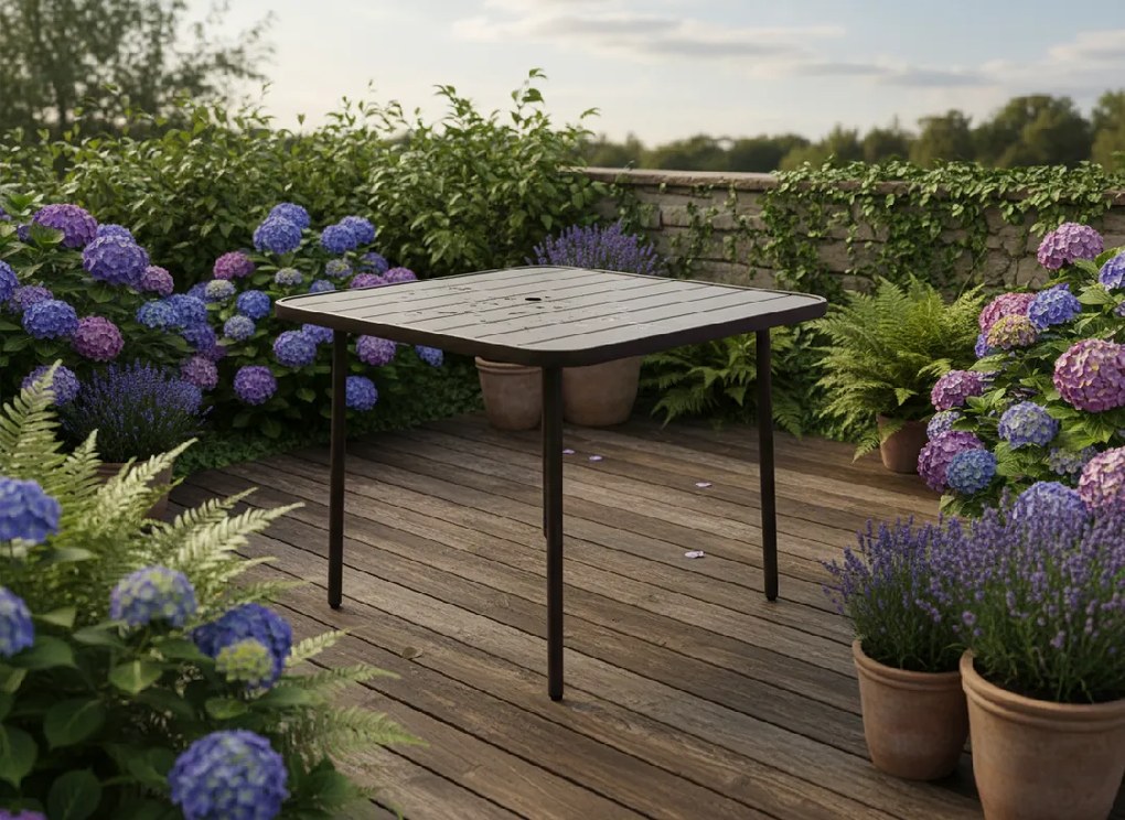 Garden Line ŠTVORCOVÝ ZÁHRADNÝ STÔL 80 x 80 x 72 CM HNEDÝ