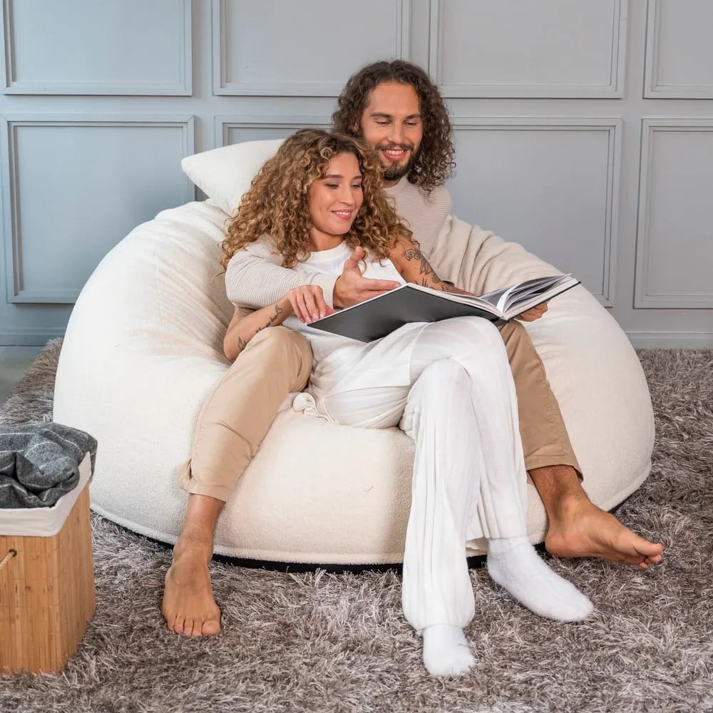 Svetlosivý sedací vak z textílie buklé Om 135 – SLOWDOWN