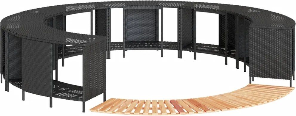 vidaXL Rám k vírivke, čierny, polyratan a akáciový masív