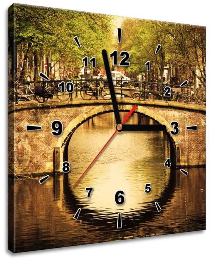 Gario Obraz s hodinami Most v Amsterdame Veľkosť: 30 x 30 cm