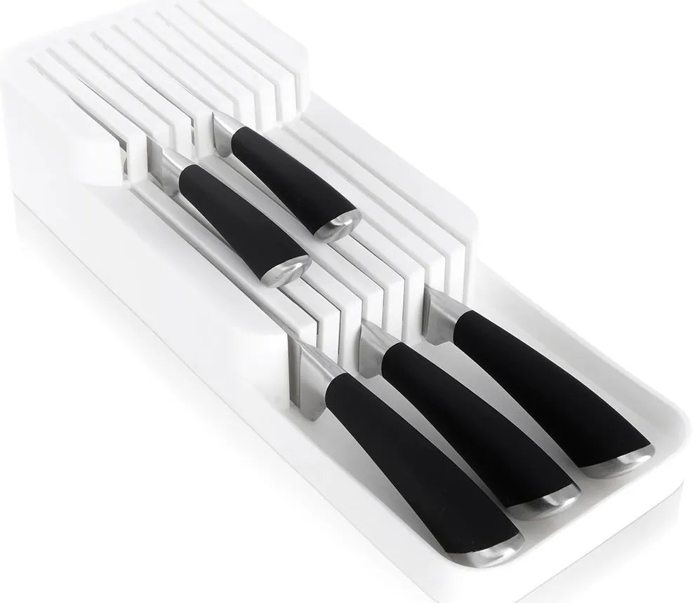 VILDE Organizér na nože, až na 18 nožov, plastový biely - 39 x 14,5 x 7,5 cm