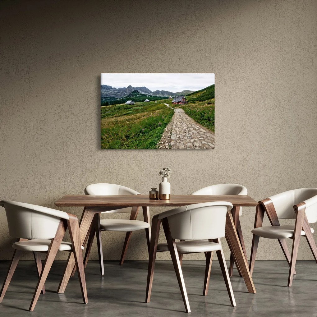 Obraz - Horská krajina s domčekmi (90x60 cm)