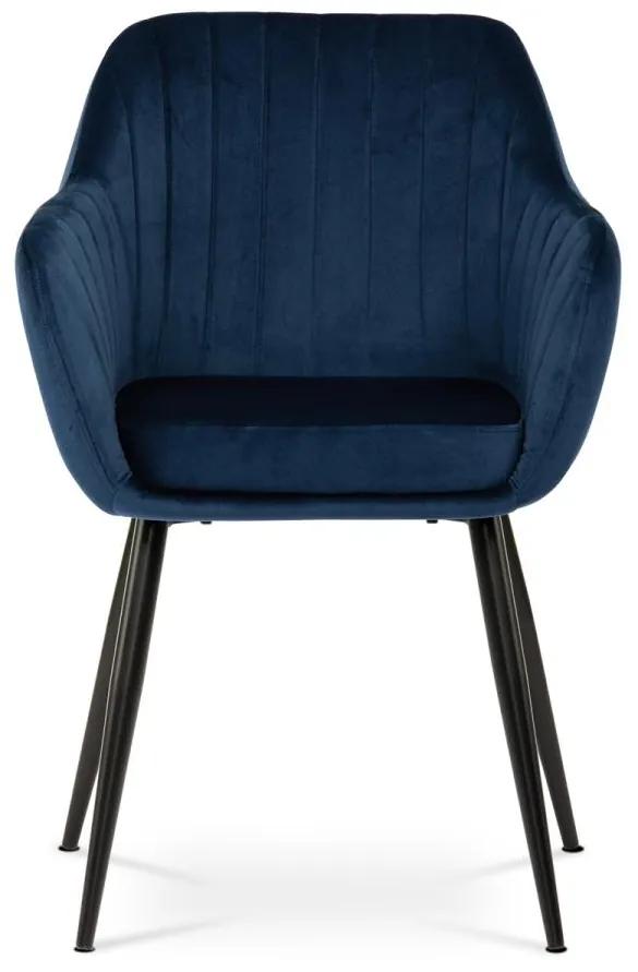 Autronic -  Jedálenská stolička PIKA BLUE4 modrá matná zamatová látka
