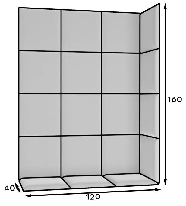 Set 19 čalúnených panelov Quadra 120x160 cm (sivá). Vlastná spoľahlivá doprava až k Vám domov. 1051983