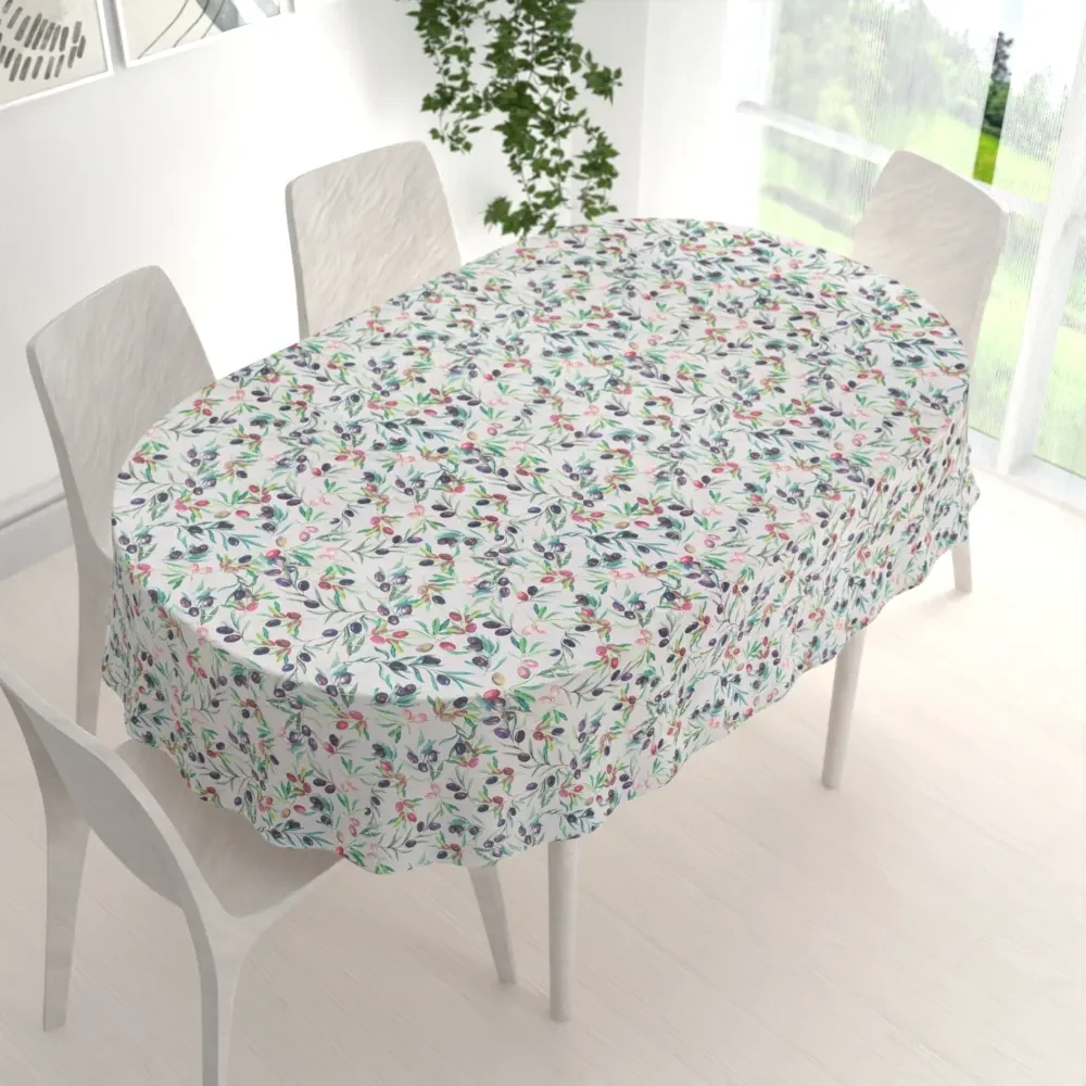 Biante Dekoračný oválny obrus Leona LN-145 Olivy na režnom 130x160 cm